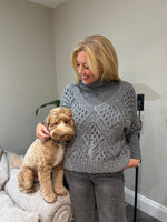 Grey Cosy Diamond Knit Sofia